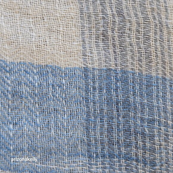 Eileen Fisher Wool Woven Lightweight Scarf Gradient Ombre Buffalo Plaid - Picture 5 of 12